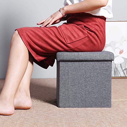 Image of Cardboard Folding Organizer Storage Ottoman Bench Footrest Stool Coffee Table Cube, Camping Fishing Toys Chest Stool, Quick And Easy Assembly, 22L Capacity, Padded