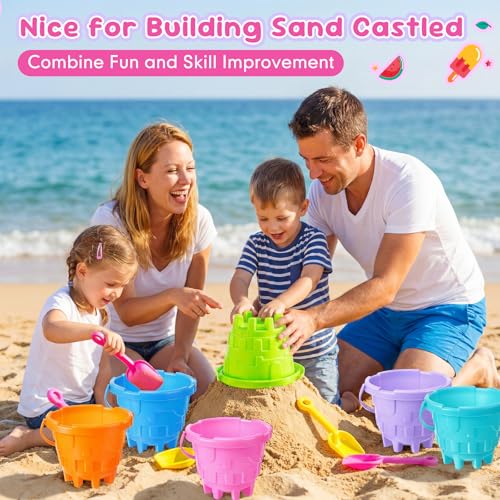 Didaey 30 Pcs Beach Buckets for Kids, Plastic Sand Pails for Boys and Girls, Sand Buckets for Beach, Sandbox, Pool, Gardening, Summer Party Favors (Warm Color) - image 4