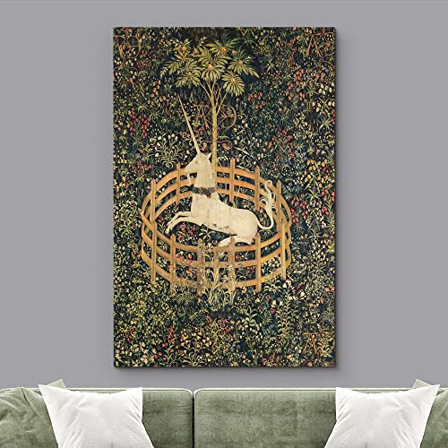Wall26 Canvas Print Wall Art The Unicorn In Captivity (Unicorn Tapestries) Fantasy & Sci-Fi Historic Illustrations Modern Art Traditional Scenic Relax/Calm For Living Room, Bedroom, Office - 32"X48" #TOP1