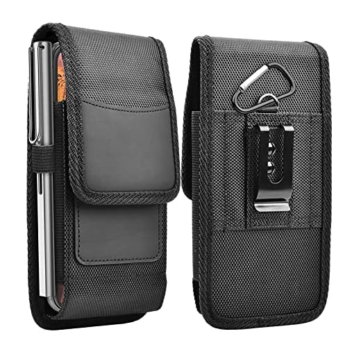 Njjex Cell Phone Holster for Samsung Galaxy S23 Ultra S22 S21 S20+ S10 S9 Note 20 A14 A21 A51 A71 A02S A12 A32 A42 A52 A13 iPhone 13 14 Pro Max 12 11 XR 7 8+ Nylon Belt Clip Holster Phone Holder Pouch