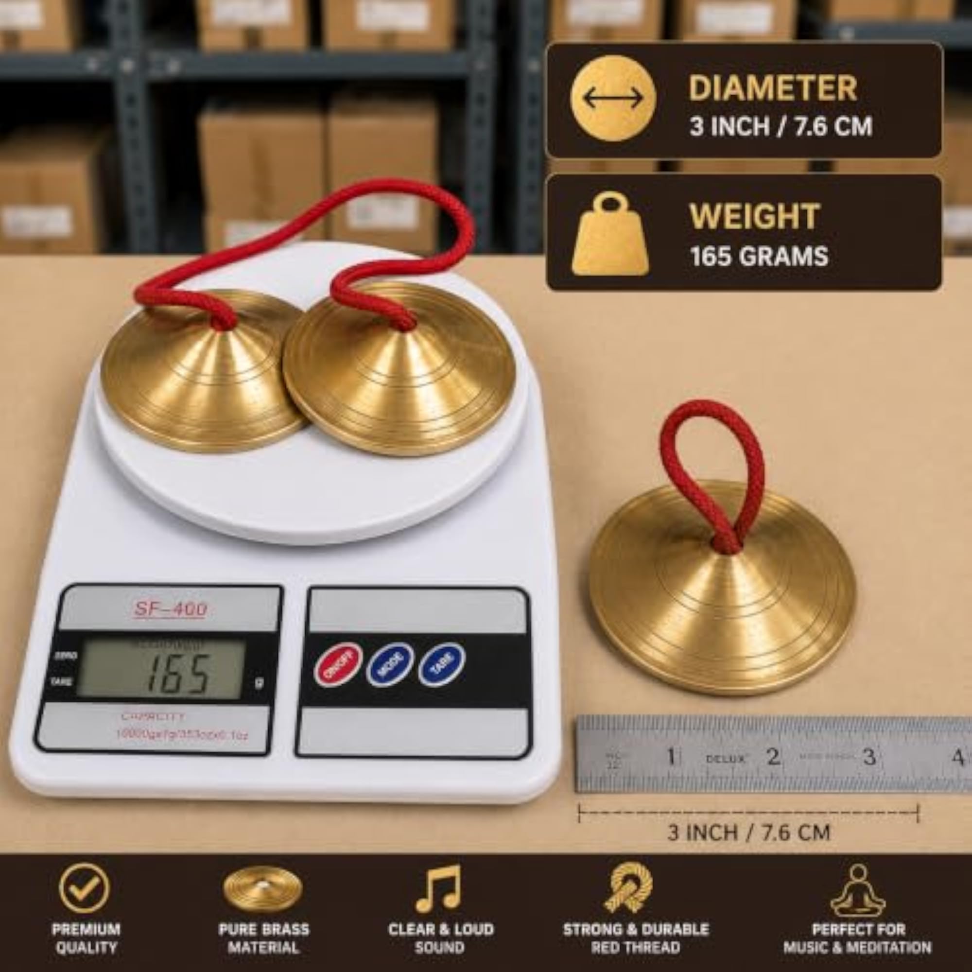 Brass Manjeera Hand Cymbals for Bhajan & Meditation