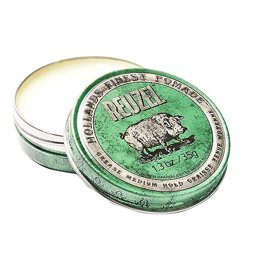Reuzel Green Grease Medium Hold Pomade - Aceite concentrado para peinar - Fórmula vegana con fijación natural, firme y orgánica - Producto para definir con brillo sencillo - Fragancia original - 35g