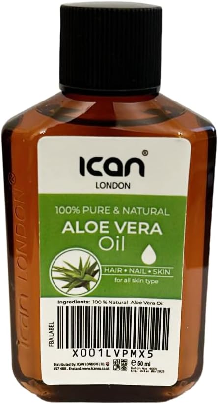 ican 100% pure & natural Aloe Vera oil for hair, skin 50ml travel size