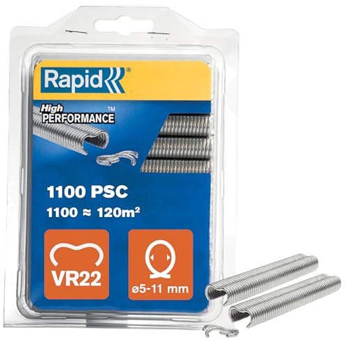 Rapid VR22 - Agrafes à Grillage en Acier Galvanisé, Compatible avec les Grillages 5-11 mm, Idéal pour Sécuriser Cages & Clôtures, 1100 Pièces, Emballage...
