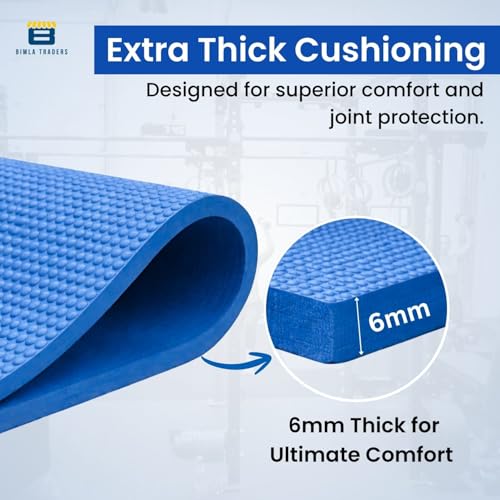 Image of Btag Premium PVC Yoga Mat for Women & Men | Anti-Slip Exercise & Gym Mat for Home Workouts | Lightweight & Durable | 6 mm (Blue)
