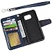 Arae Case Compatible for Samsung Galaxy s7, [Wrist Strap] Flip Folio [Kickstand Feature] PU Leather Wallet case with ID&Credit Card Pockets (Blue)