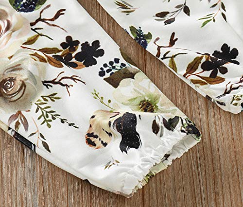 Miekisa Baby Girls 3Pcs Infant Toddler Clothes Romper Bodysuit Floral Halen Tops Pants Clothing Sets Headband Outfits (Short Sleeve Yellow, 6-12 Months (Tag 80)) #TOP5