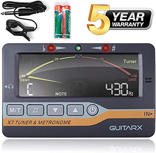 Guitarx X7 - Chromatic Tuner Metronome And Tone Generator For All Instruments - Chromatic, Ukulele, Violin, And Bass Tuning Modes - #1 Among Guitar Tuners - Most Advanced Sensor In The Market #TOP7