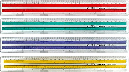 Règle 30,5 cm plastique transparent lot 12 double graduation millimétrée