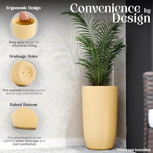Image of YUCCABE ITALIA FOXB TPC 14 INCH Pots for Plants Highly Durable Polymers Lightweight Indoor Outdoor Plant Pots, Flower Pot Gamla Tree Planter Container Planters for Living Room, Balcony, Garden