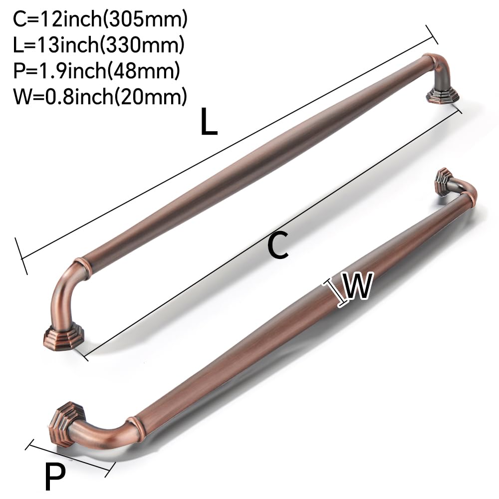 KHTUMEWARE-80324 Brushed Antique Copper Appliance Pulls CTC 12 in (305 mm) in Brushed Antique Copper — KHTUMEWARE