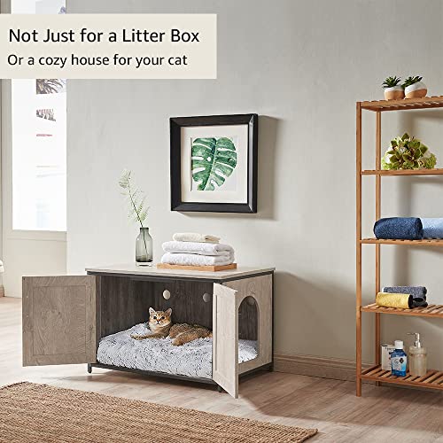 unipaws Top Opening Cat Litter Box Enclosure, Flip Top XL Extra Large Cat Box Furniture, Friendly to Elderly People, High Jumbo Automatic Litter Box Cover Hidden for Large Cat - Thumbnail 5