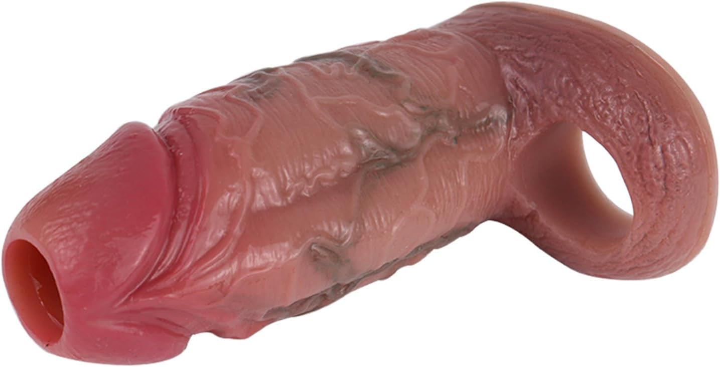 Guaina Pene Realistico Morbido Spesso con Cockring Anello per Testicoli, Guaina Fallica Indossabili,Estensore Prolunga Ingrandi Allungamento del Pene Maschile,Sex Toys Sessuali per Coppie Donna Uomini