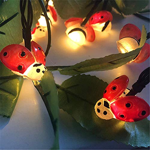 Solar Ladybug String,Beetle String Light Waterproof,5 Meters 20 Led 2 Mode,Insect Lamp Strip,For Gardens, Lawns, Patios, Backyards Trees (Warm White), Ideal for DIY