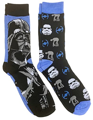 Hyp Star Wars Darth Vader and Vehicles Mens Crew Socks 2 Pair Pack Shoe Size 6-12
