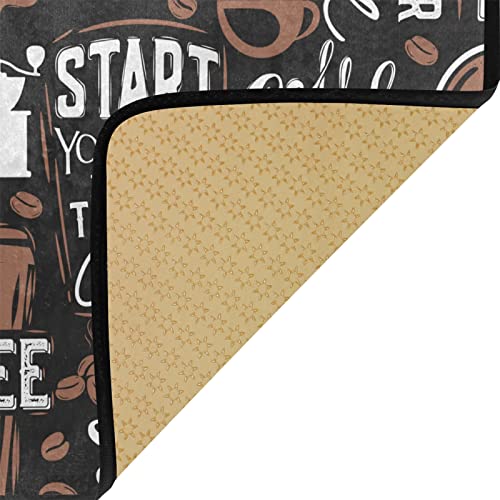 Gredecor Vintage Coffee Kitchen Rug Anti Fatigue Brown Cafe Decorative Kitchen Mats Non Skid Washable Floor Rugs Mat For Home Kitchen Office Laundry - 39"X20" #TOP5