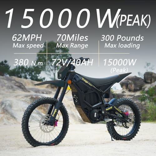 Freego N5Pro Electric Dirt Bike,Mid-Drive Motor,72V/40AH/15000W,62MPH Electric Motorcycle Bike for Adults,19”/18” Tire,  - Additional View