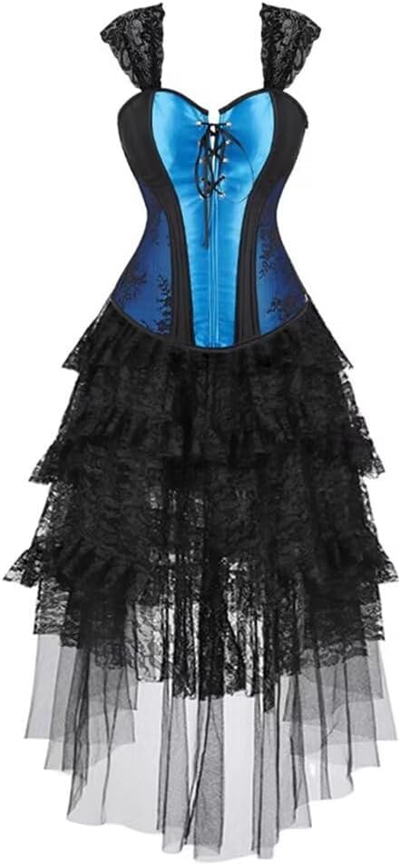 Hengzhifeng Women Vintage Funny Halloween Bustier Corset Top with Tulle Skirt