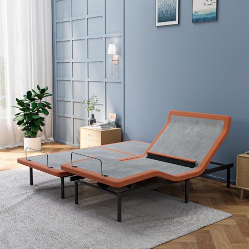 ESHINE Split King Adjustable Bed Frame with Lumbar Support...