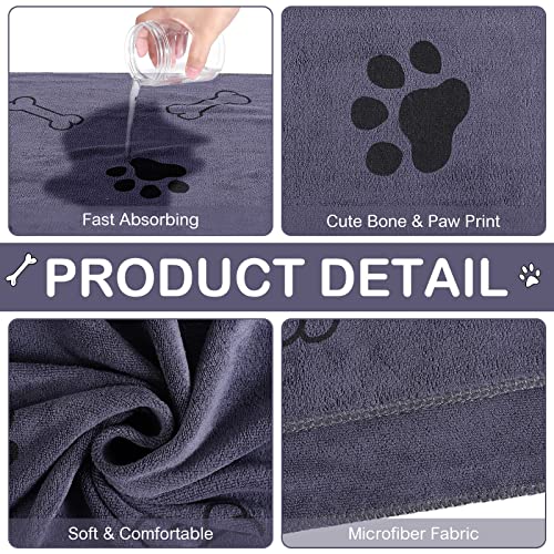 Image of Chumia 8 Pcs Dog Towel for Drying, 18 x 28 Inch, Dog Paw and Bone, Gray