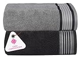 Casa Copenhagen He & She Juego de 2 Toallas de baño Grandes, 90x180 cm, Gris...