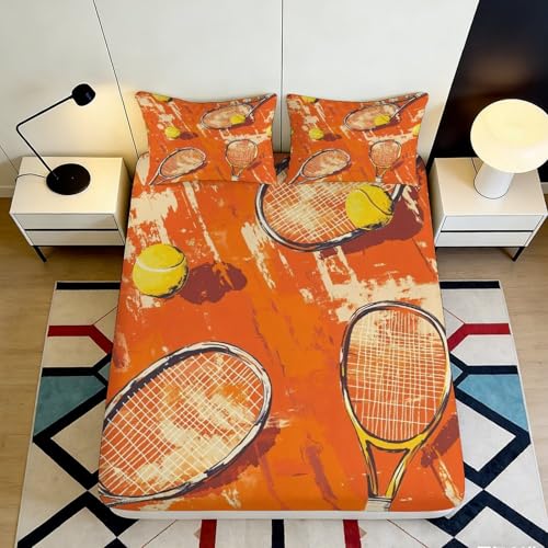 Drap housse tennis microfibre orange 90x200cm infroissable