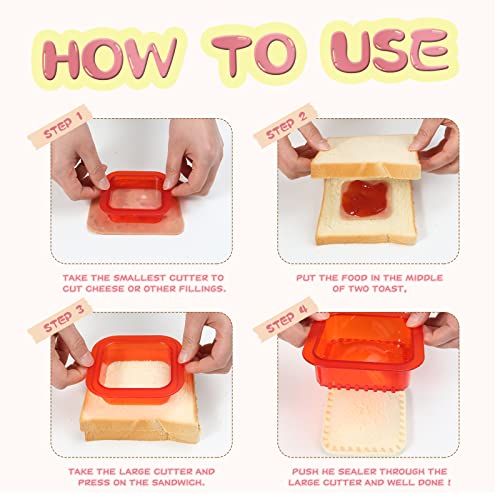 Darsun Sandwich Cutter And Sealer, 5 Pcs Sandwich Cutter For Kids, Decruster Sandwich Maker, Sandwich Press Crimper Diy Jelly Crustless Sandwich Bread Pie Cookie Cutter For Children Boys Girls #TOP2