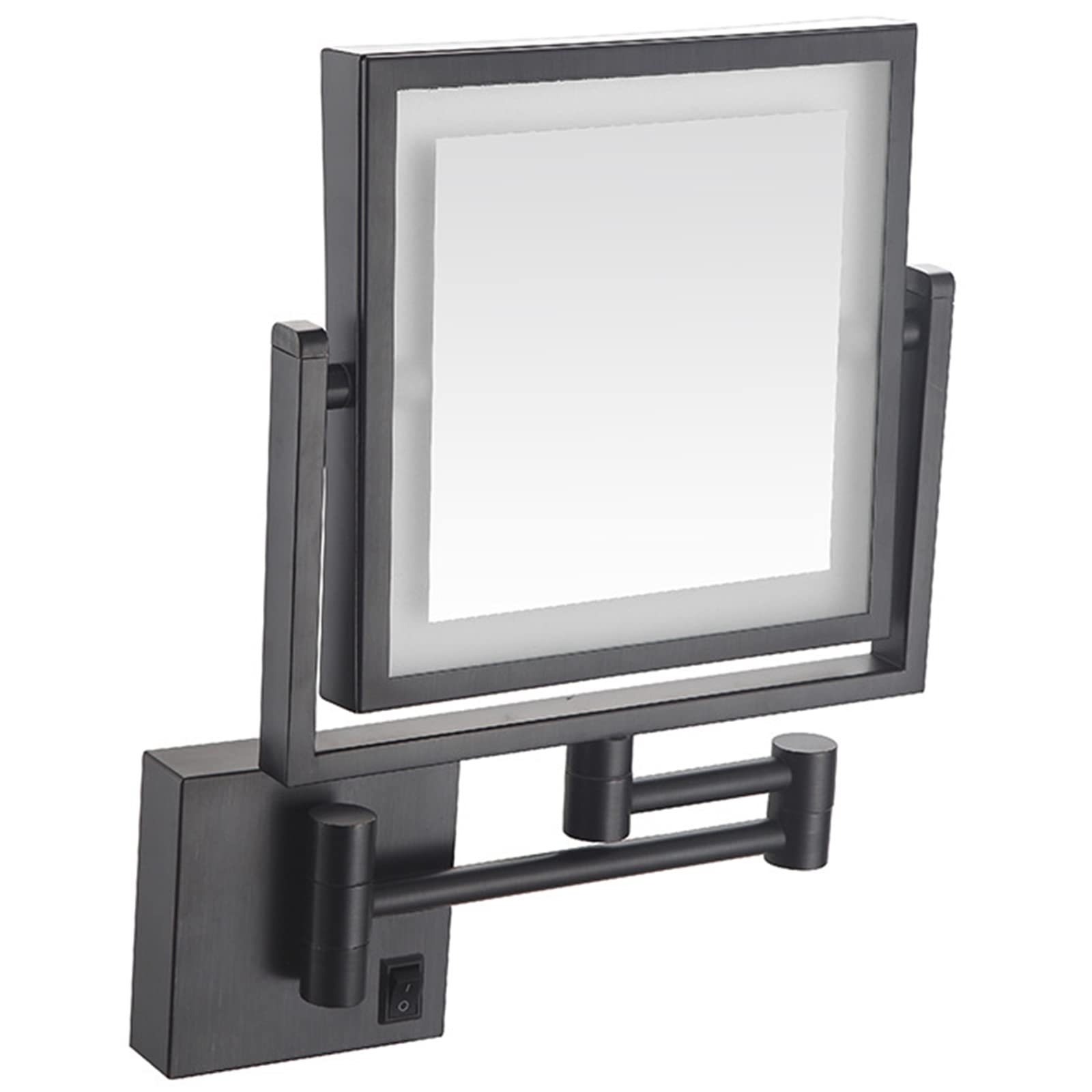 Makeup Mirror with Lights, Square LED Wall Mounted Double Sided 1X/3X Magnifying 360 Rotation Extension Bathroom,Brass,USB(Black,USB)