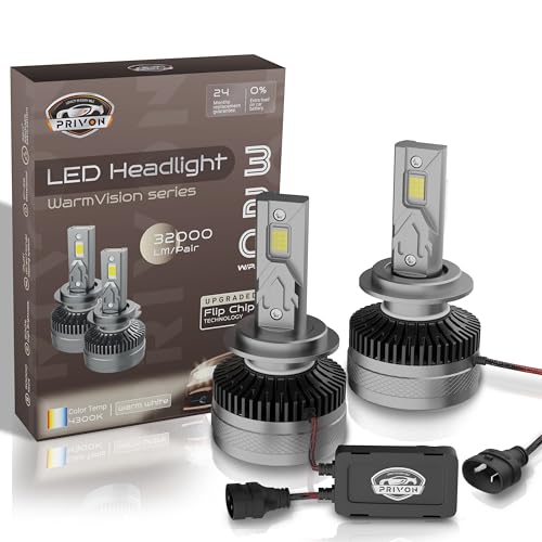 Image of PRIVON 320W Warm White HB3(9005) led headlight bulb - 32000LM 4300K, 2 years Replacement Guarantee, Plug & Play, Error-free CANBUS, IP 68 waterproof - pack of 2 (160W each bulb, HB3(9005) /HB4(9006))