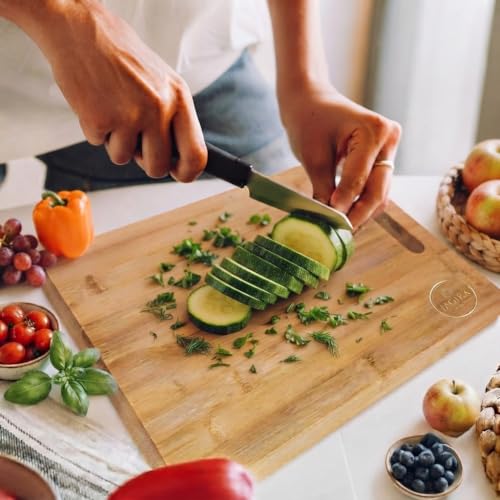 Image of JAGIRA Waterproof Chopping Board with Wooden Handle | Multipurpose Cutting Board for Vegetables, Fruits & Cheese | Eco-Friendly & Anti-Microbial Kitchen Tool (Pack of 1)