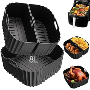 Silikonform Heißluftfritteuse für Russell Hobbs Air Fryer XXL 8L (27170-56), 3 Stück Airfryer Silikonform für Russell Hobbs XXL 8, L (27632-56) Wiederverwendba Silikon Einsätze, spülmaschinenfest