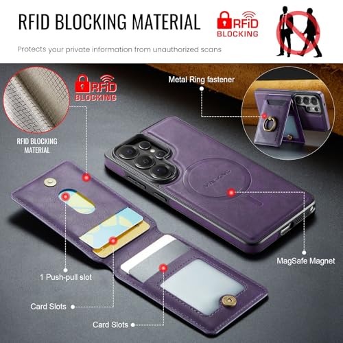 Funda de piel para Samsung S26 Ultra acabado premium morado 4