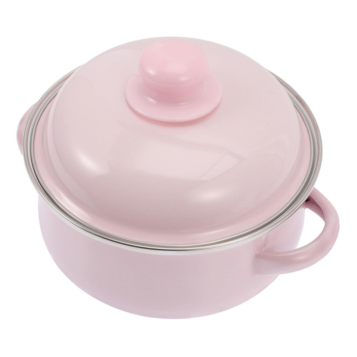 Marmite à ragoût en émail rose 17 L avec couvercle cocotte vintage 18 cm