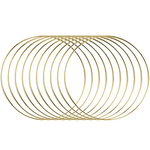 10 Piezas 20 cm de Largo Metal Floral Corona de Aros de macramé Oro Anillos de aro para Hacer decoración de Corona de Boda y Bricolaje atrapasueños para Colgar en la Pared Manualidades