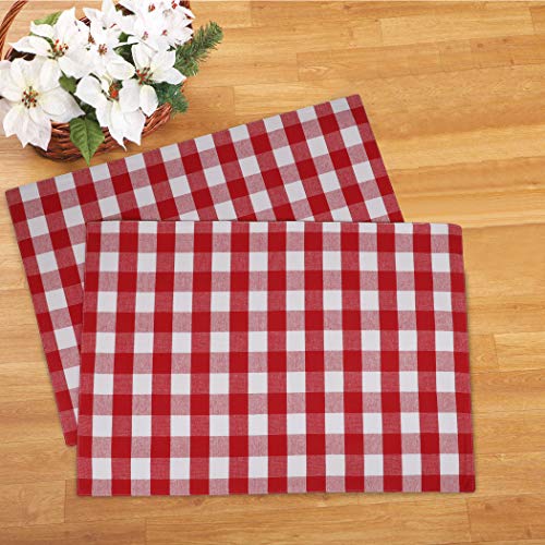 Urban Villa Placemats For Dining Table 100% Cotton Placemats 14''X20'' Over Sized Tablemats Set Of 6 Placemats Red/White Buffalo Check Tablemats For Family Dinners Wedding Parties Placemats #TOP2