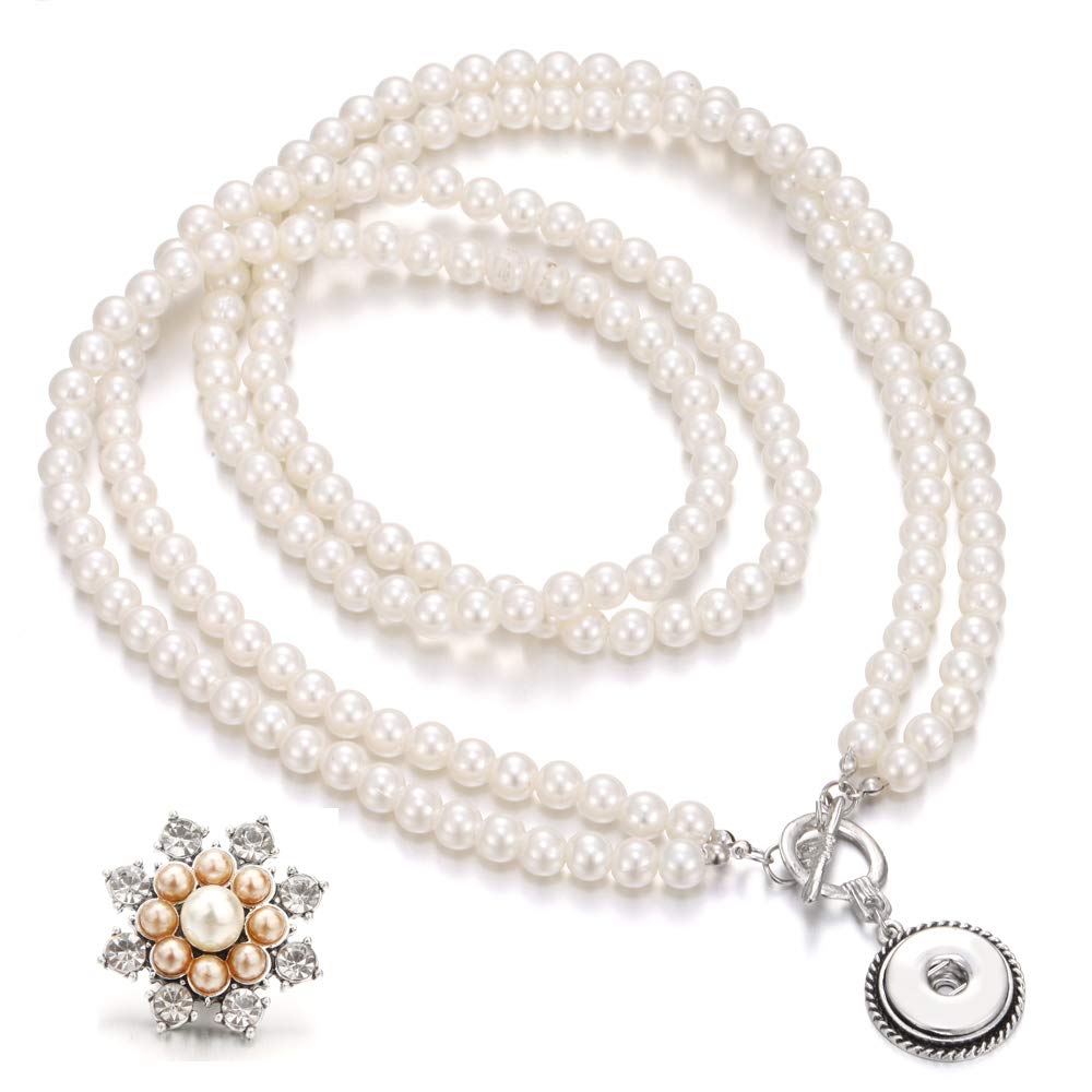 Lovglisten New Imitation Pearls Snap Button Necklace with 1pcs Snap Pendant fit 18mm Snap Buttons Jewelry Valentine's Day Gifts (1)