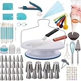 Set de Utensilios de Repostería, Herramientas para Hacer Pasteles con Base Giratorio para Tartas, Boquillas y Bolsas para...