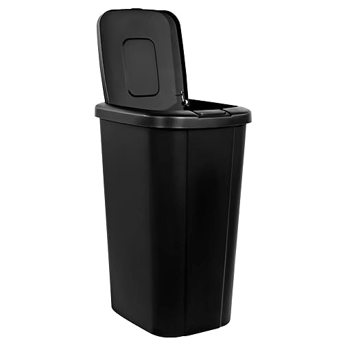 Bote de basura de 13.3 galones, cubo de basura de plástico para cocina, color negro