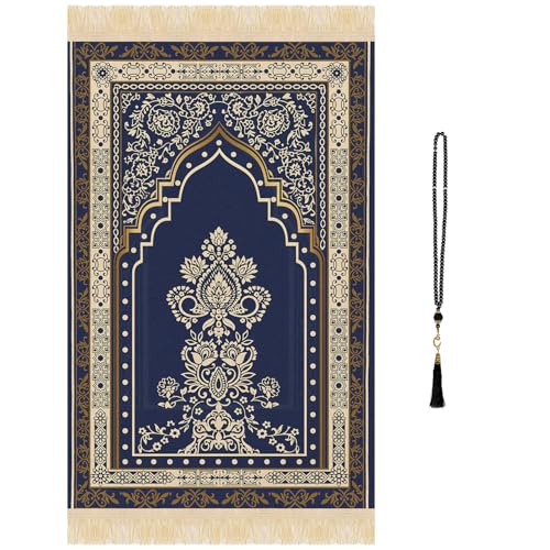 Tapete de oración plegable azul marino 27.6x43.3 in miniatura 1