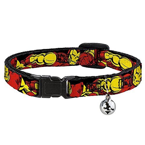 Cat Collar Breakaway The Invincible Iron Man Action Poses Black Red Yellow 8 to 12 Inches 0.5 Inch Wide