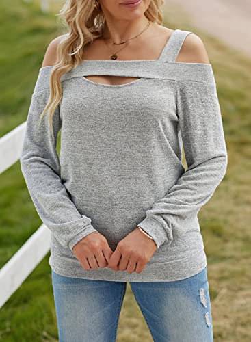 Image of Women Blouses and Tops Black White Colorblock Bell Sleeve Cold Shoulder Top Shirt