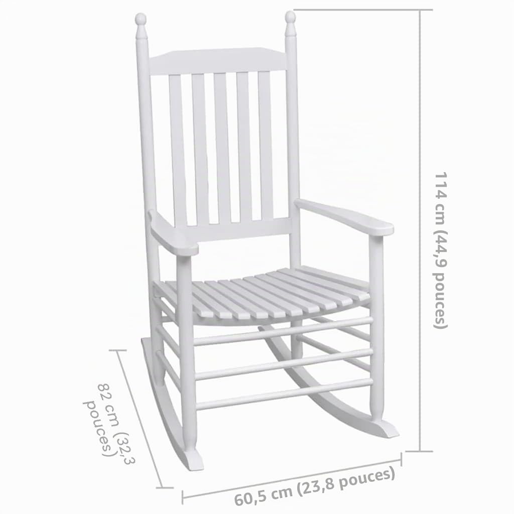 vidaXL Chaise à Bascule avec siège incurvé Blanc Bois