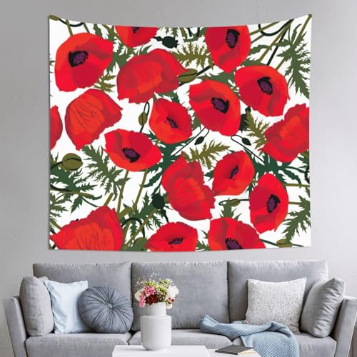 Tapisserie fleurs de coquelicot creez une ambiance boheme au salon