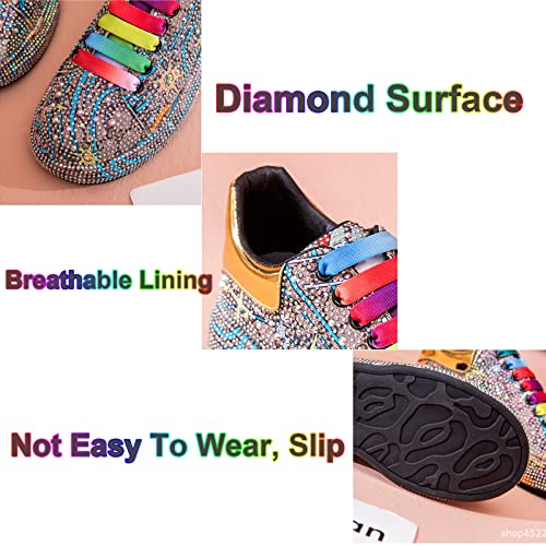 Chaussures plates unisexes dorées bling à plateforme pour couples
