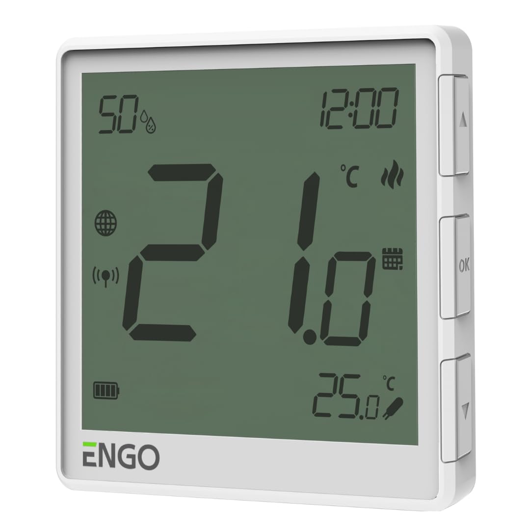 Engo White Eone-Batw E-One Wireless Smart Thermostat, Wifi Programmable Controller, Zigbee 3.0, Underfloor Heating, Alexa Compatible, Tuya Smartlife Control Boiler Heat Pump (White Eone-Batw)