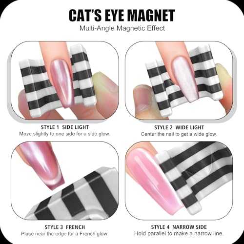 5D Nail Magnet Tool Only (No Ball Magnet) - Cat Eye Magnet with Non-Slip Finger Stand, U-Shaped Strong Magnetic Tool for Beginners, DIY Home Salon Manicure Set (HJ-NAT278-WB) — view 4