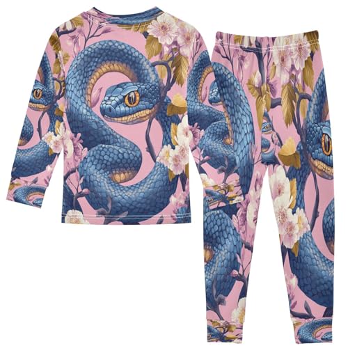 Pajama Sets Long Sleeve Snake Leaves and Flowers Soft Comfy Sleepwear 2 Piece PJS 3-8T3