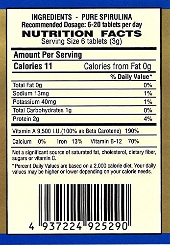 Japan Algae Spirulina 100% - 300tablets/500mg - 3-Bottle Pack