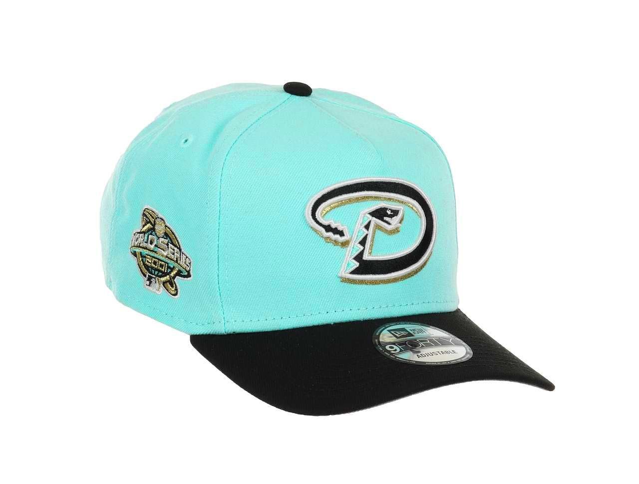 New Era Men's 940-Diamondbacks-Mint#31257 Arizona Diamondbacks Mlb World Series 2001 Sidepatch Cooperstown Mint Black 9Forty A-Frame Snapback Cap
