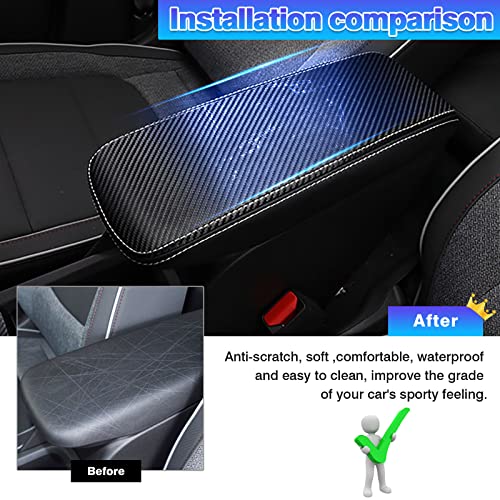 Image of Autorder Center Console Cover for Chevy /Chevrolet Trailblazer 2021-2025 2026 Accessories Carbon Fiber Armrest Cover Anti-Scratch Middle Console Pad Leather Armrest Protector